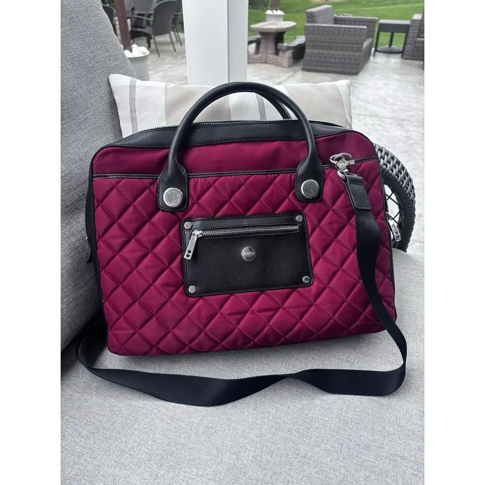 Knomo London Laptop Tote Backpack Bag Purse Women's Black Ted Quilted Workwear